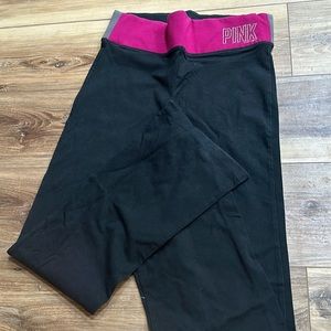 Medium PINK full length bootleg black yoga pants